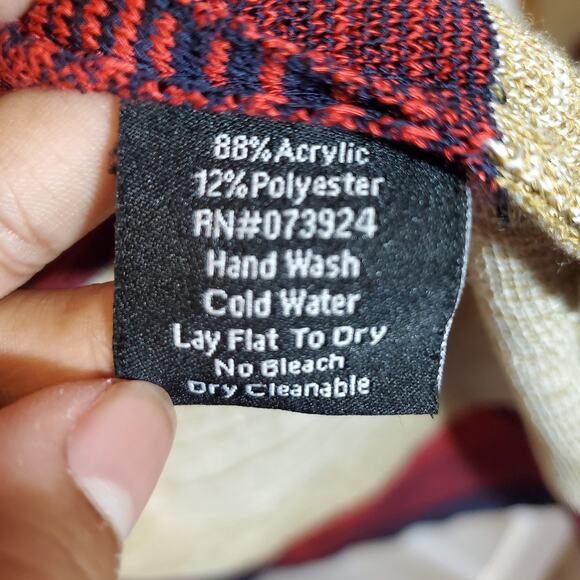 Misook Red Cream Striped Knit Open Front Long Sleeve Cardigan Sweater Size XS - Picture 3 of 4